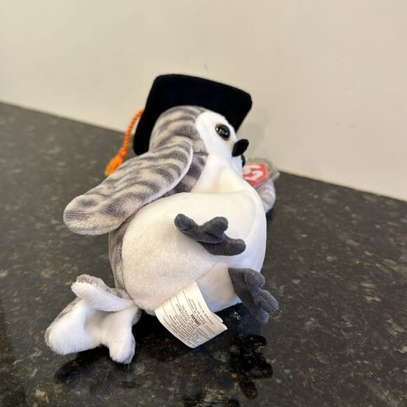 TY Beanie Baby Wiser The Snow Owl Graduate w/ Graduation Cap Class of 1999 - Picture 6 of 10